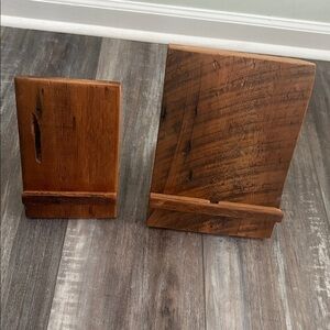 Cell Phone/Kindle/E-reader/I-pad Wooden Stand Set Handcrafted
